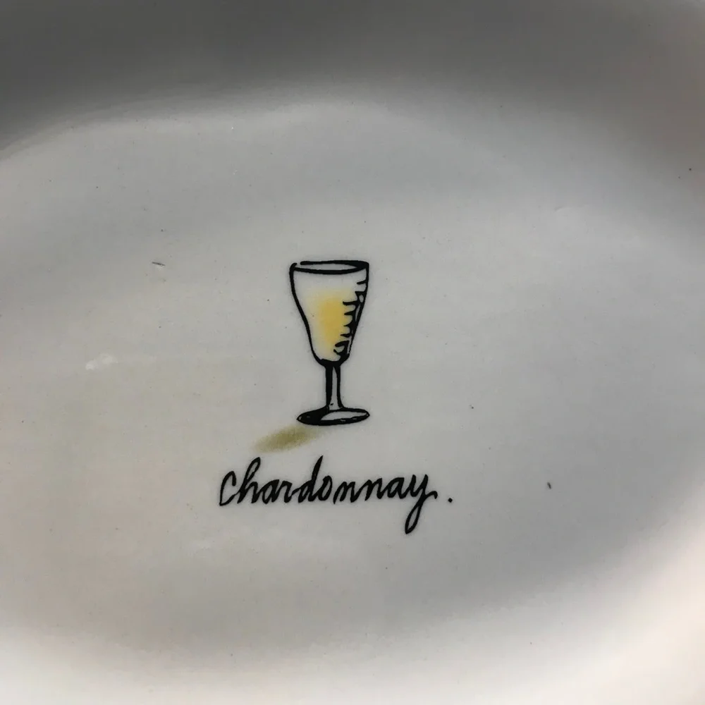 Rare Rae Dunn Wine Oval Plates Dishes Chardonnay Cabernet